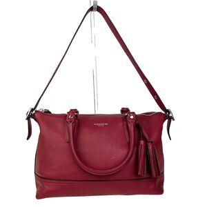 Coach Legacy Molly East West Satchel Shoulder Bag Cherry Red 2 Way Strap Leather